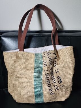 Upcycled Burlap Coffee Sack Tote Bag Refugee Artisan Initiative Eco Friendly